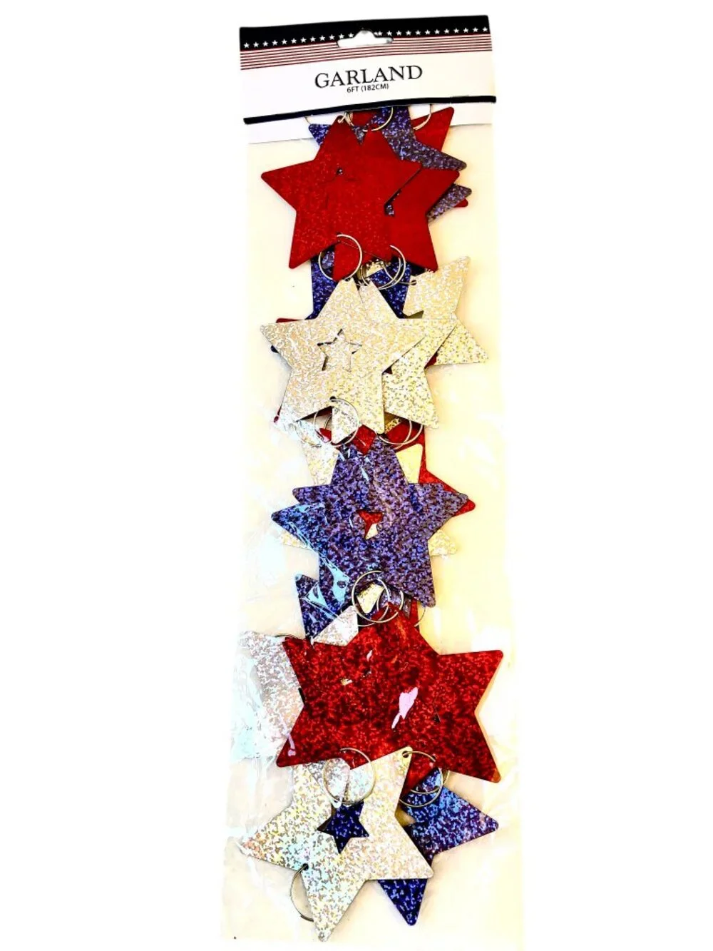 4th of July Hanging GARLAND + DIZZY DANGLERS Red Blue Silver STARS New